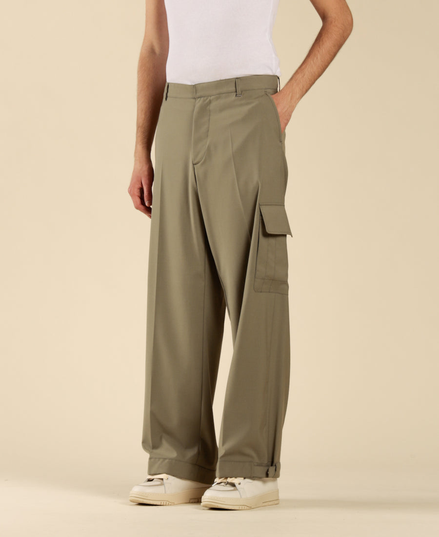 Pantalone cargo fondo ampio - Verde