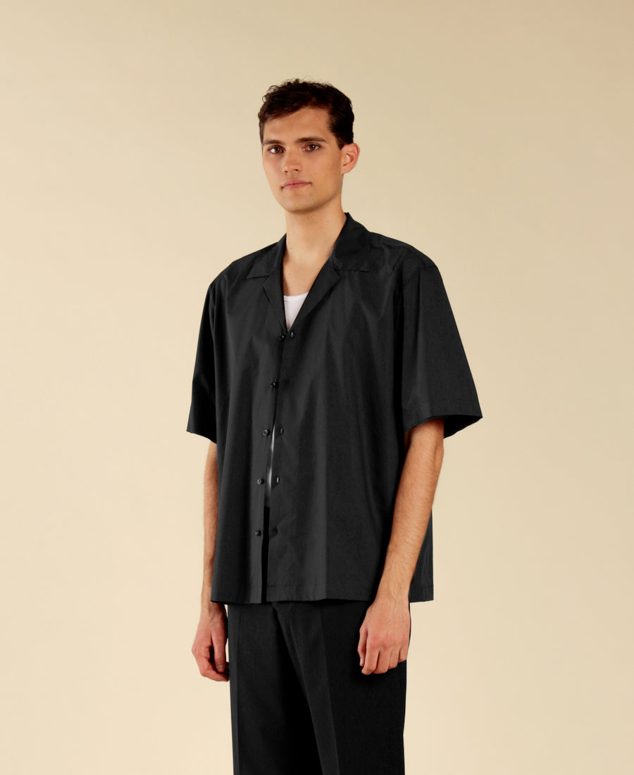 Camicia bowling in cotone - Nero