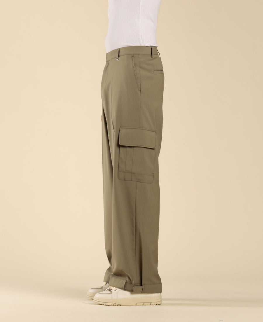 Pantalone cargo fondo ampio - Verde