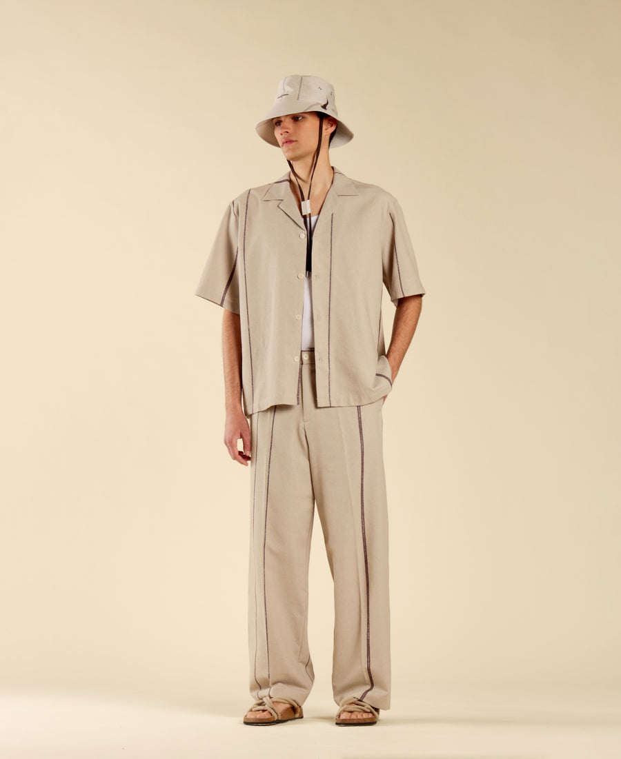 Pantalone con elastico in vita fondo ampio a righe