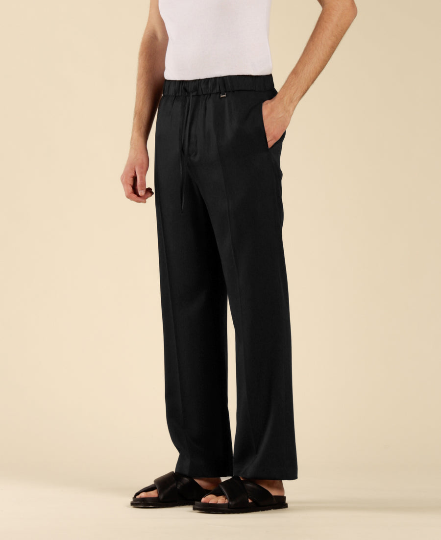 Pantalone con coulisse gamba dritta - Nero