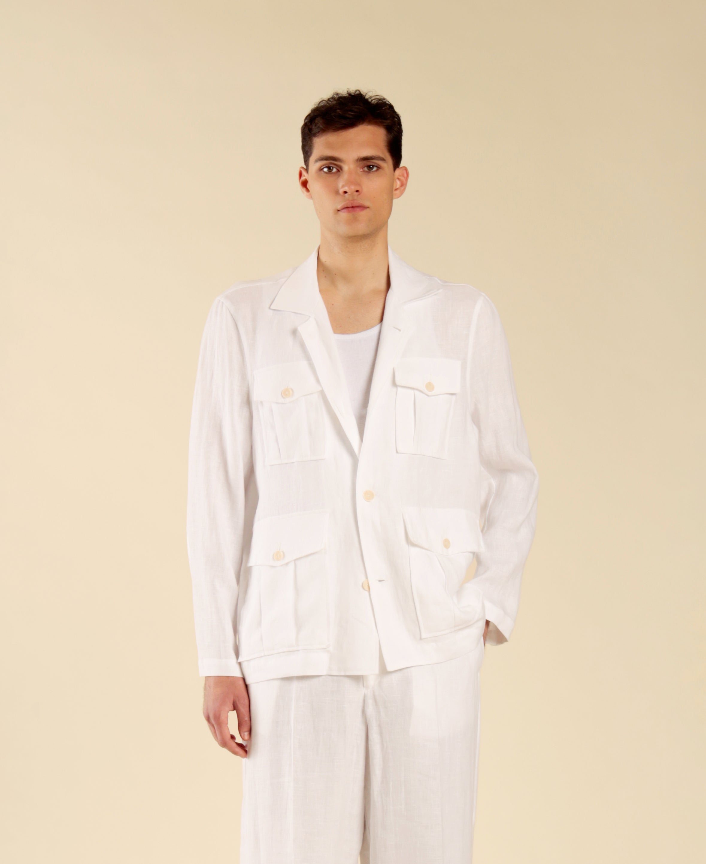 100% Linen Saharan Jacket - White