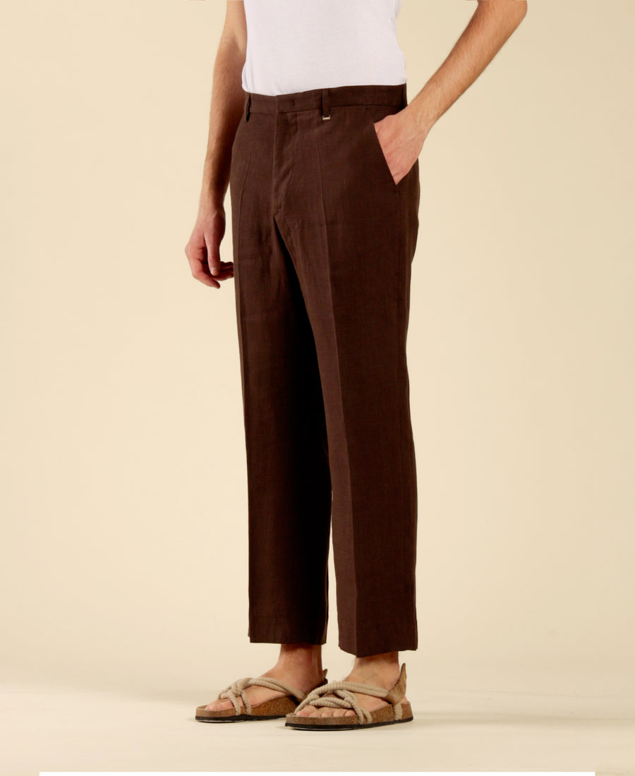 Pantalone corto in 100% lino - Moro