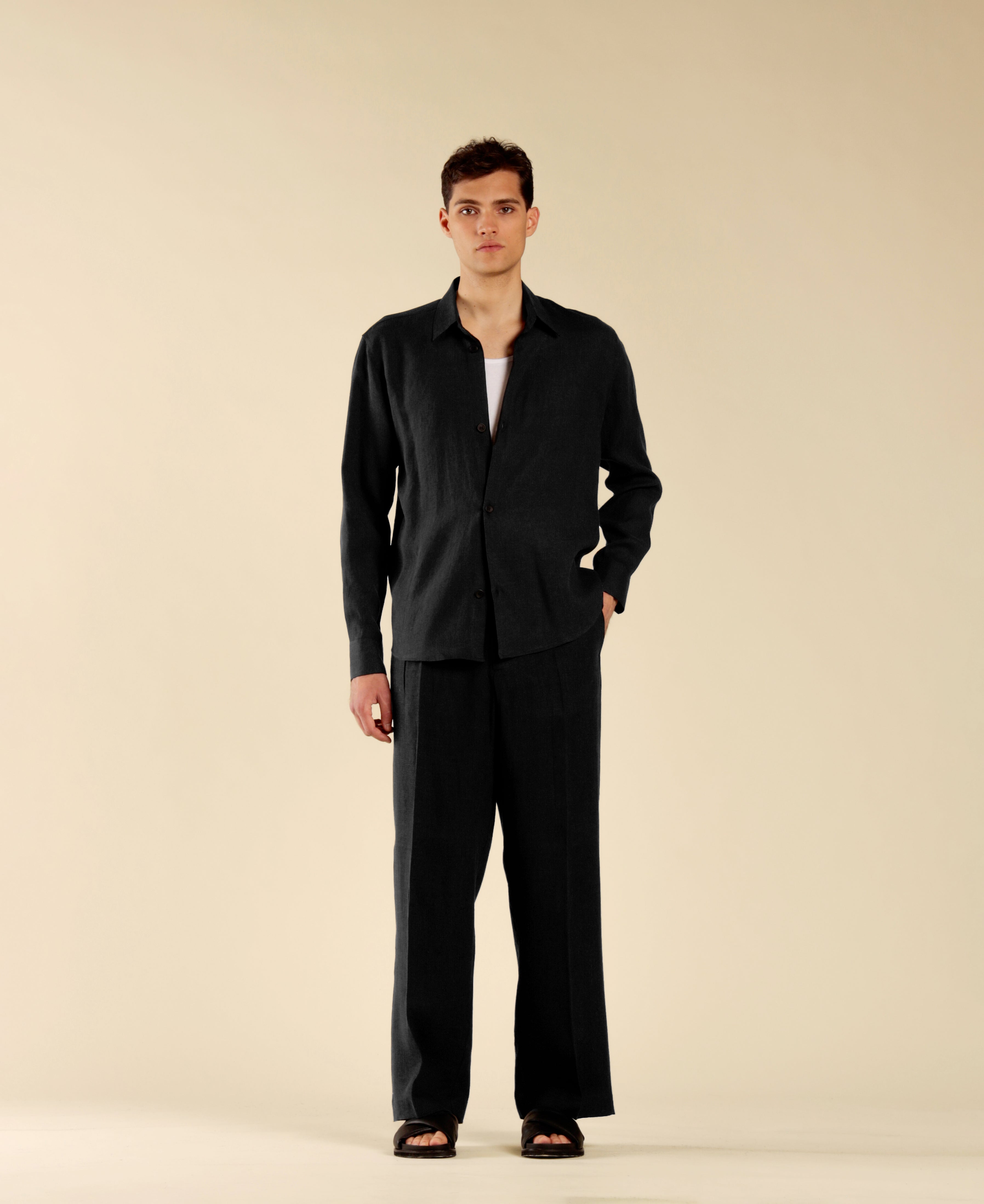 100% Linen Shirt - Black