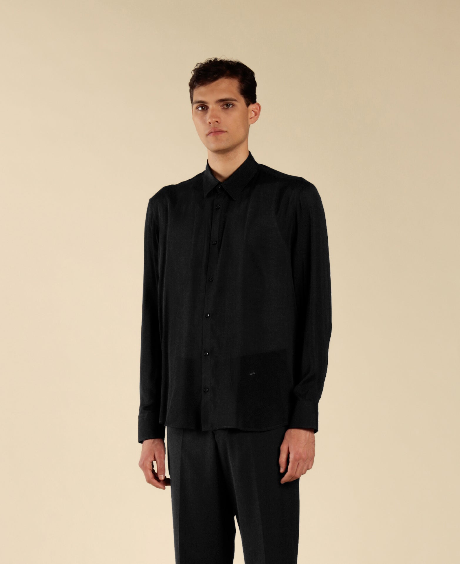Semi-Sheer Viscose Shirt - Black