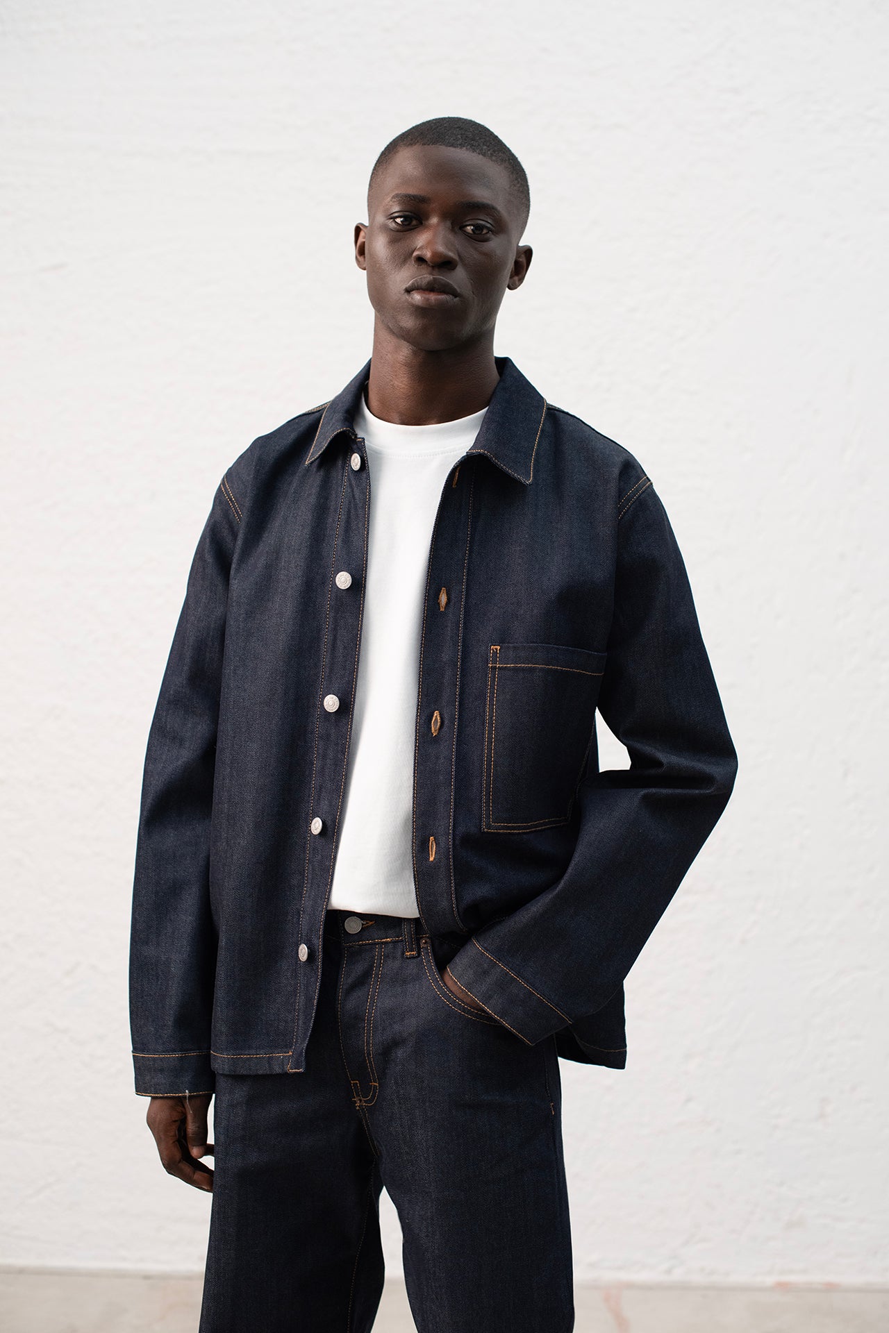 Camicia in denim indigo