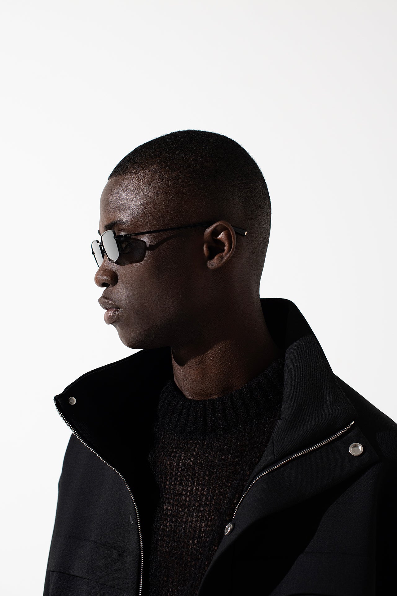 Giubbino collo alto con cerniera - Nero