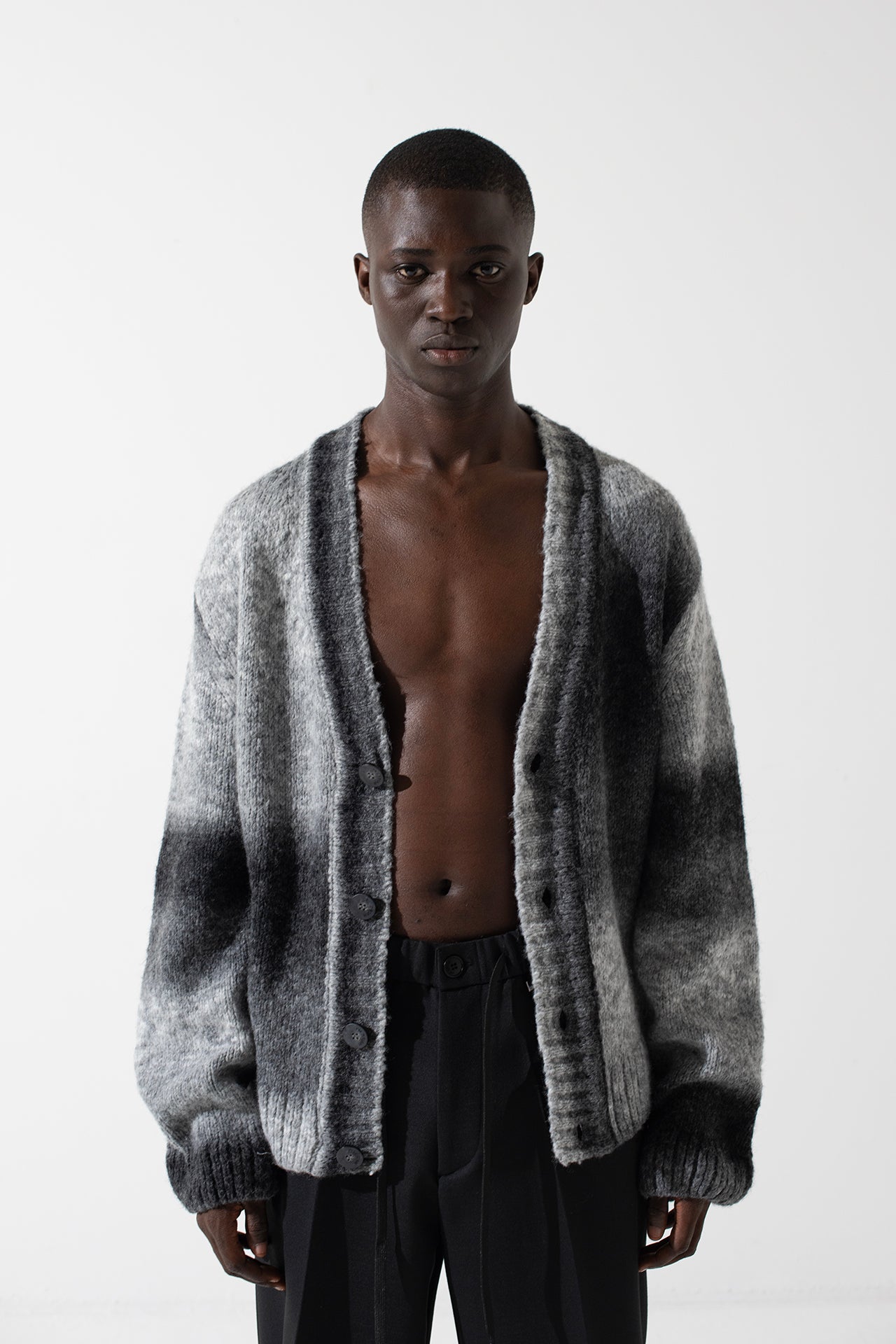 Tie dye patterned wool cardigan