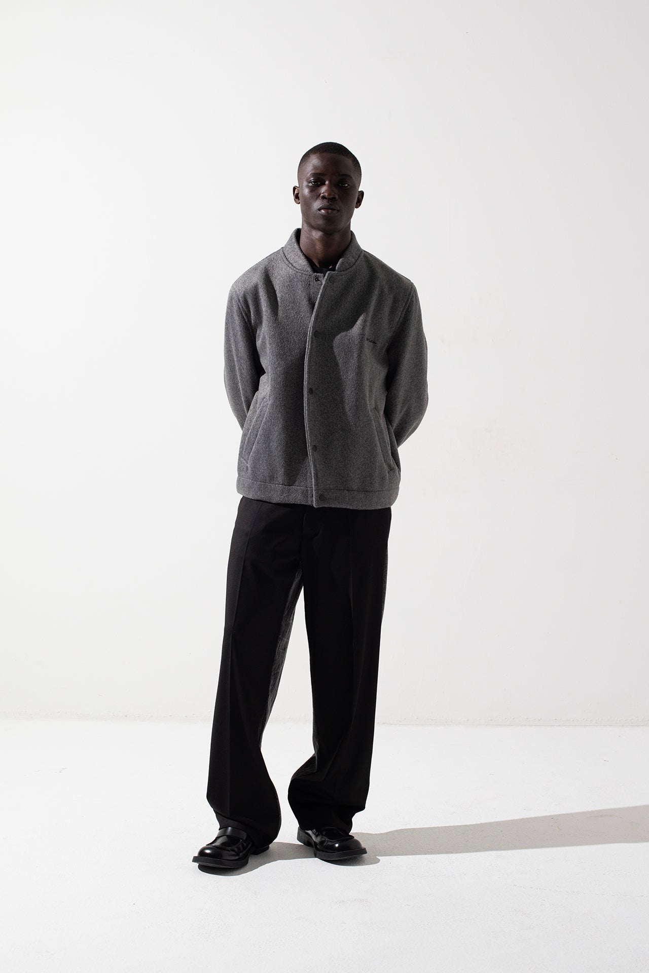 Bomber relaxed in misto lana - Grigio