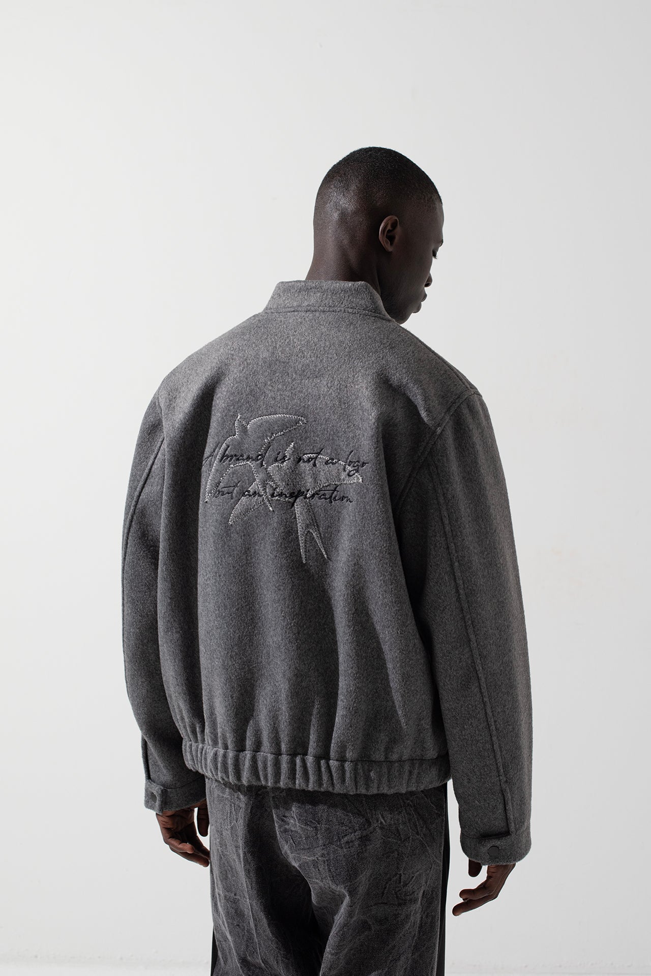 Bomber relaxed in misto lana - Grigio