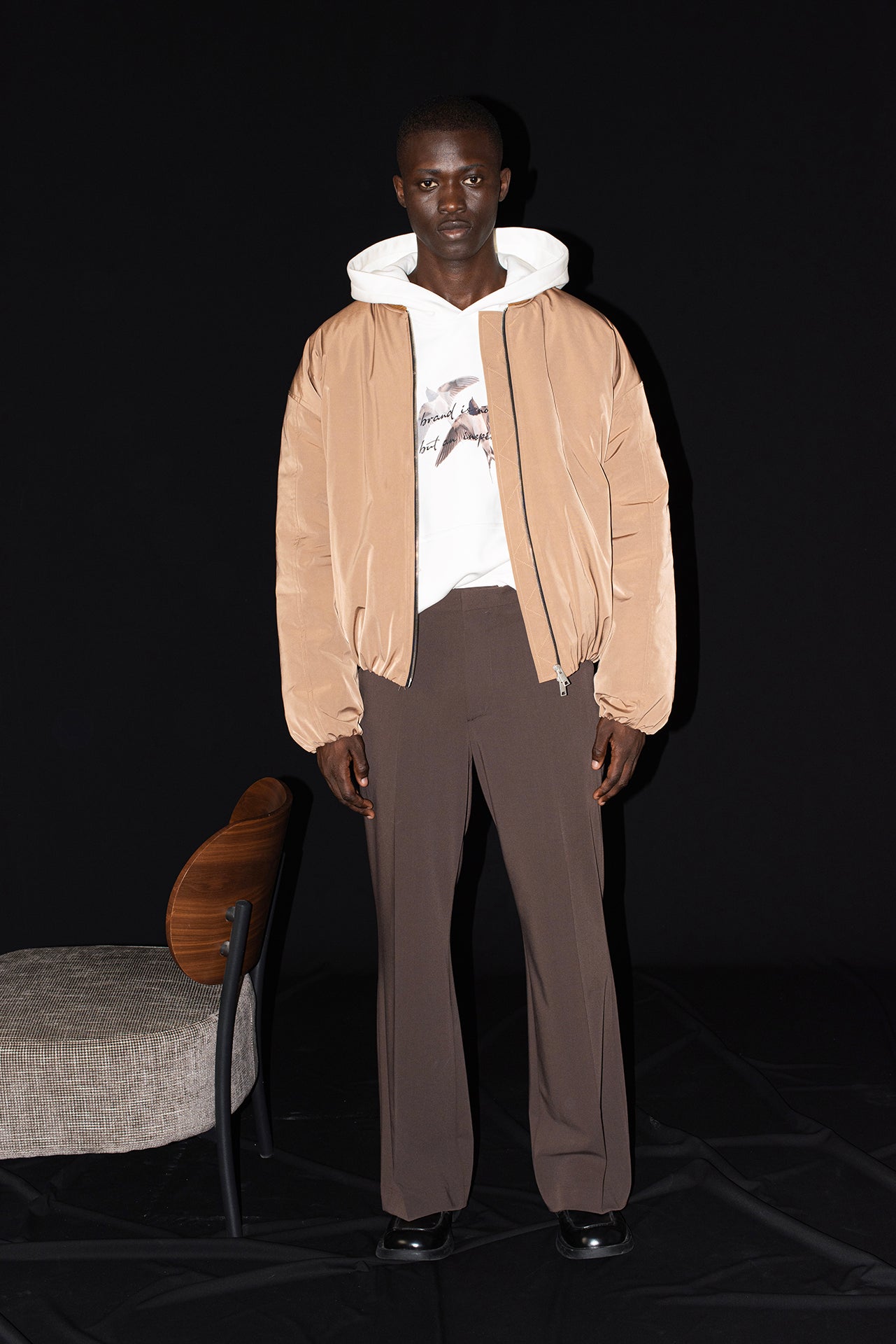 Oversized nylon bomber jacket - Tobacco