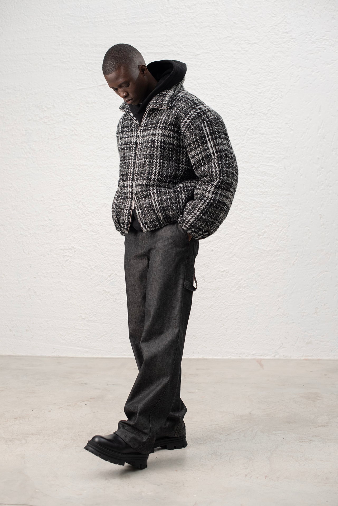 Giacca oversize in tweed motivo check