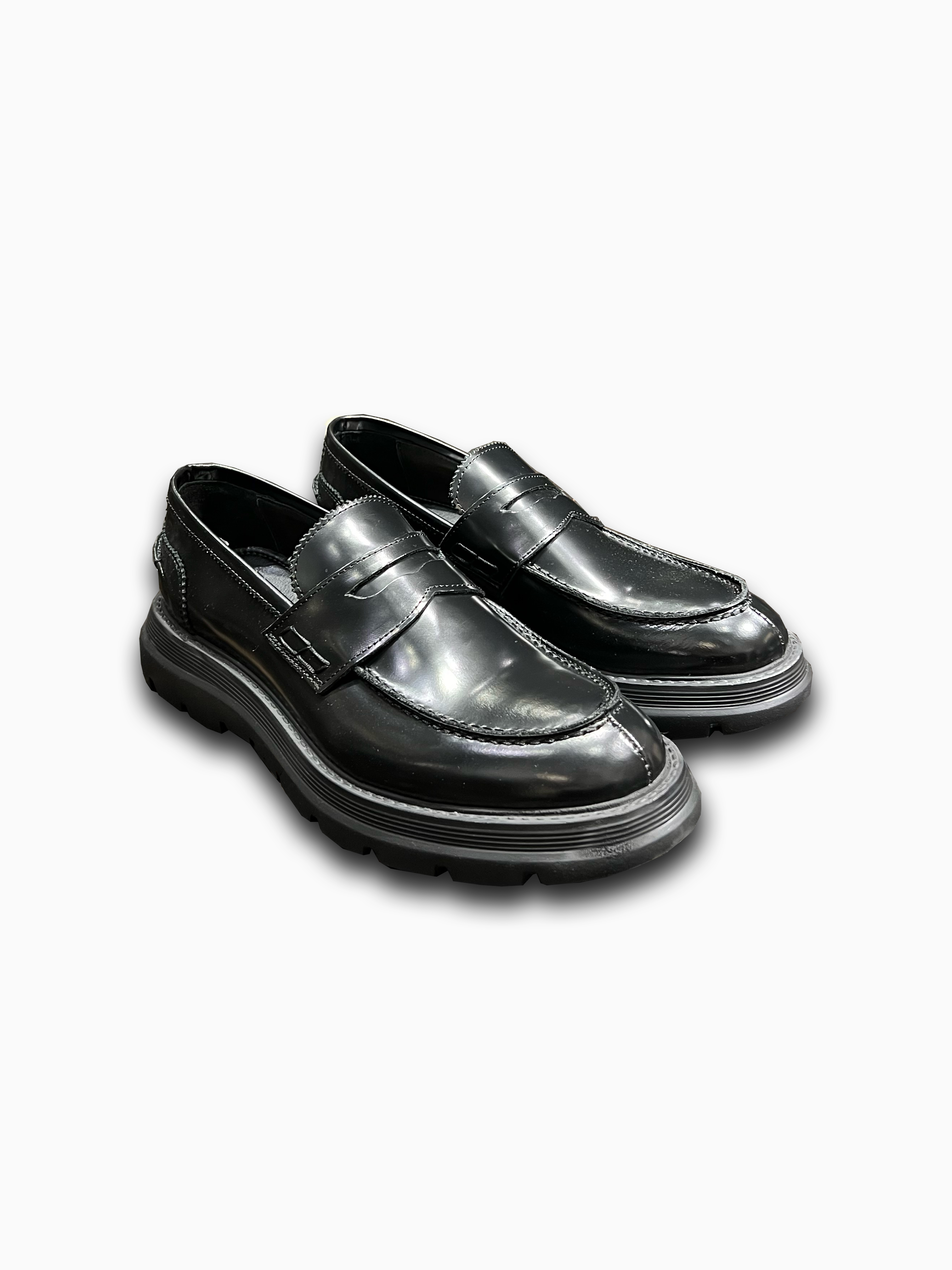 Leather Loafers with Strap - Black