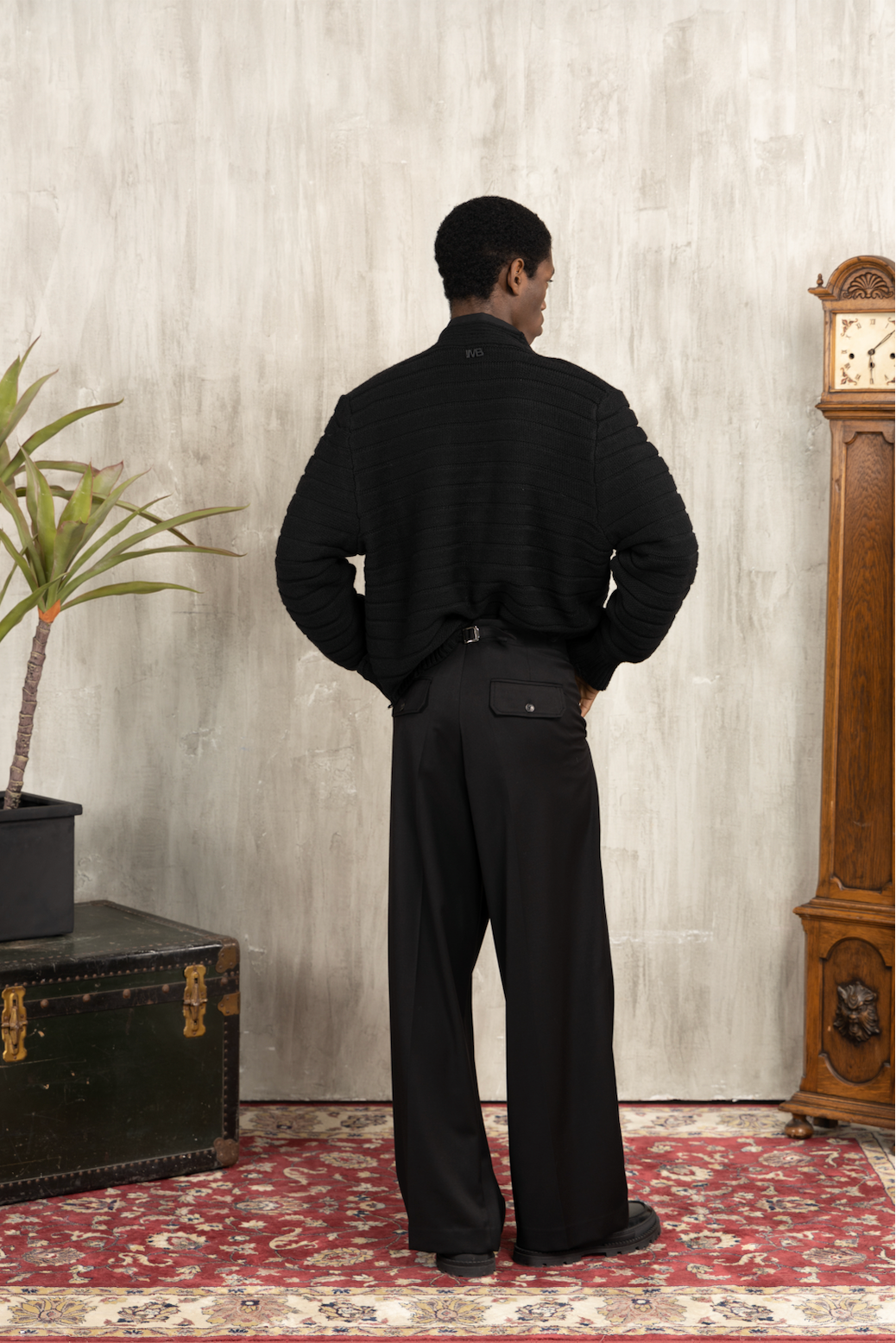 Pantaloni larghi con coulisse - Nero