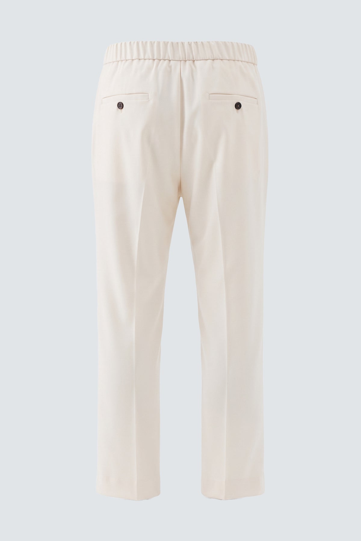 Pantaloni dritti con elastico - Panna