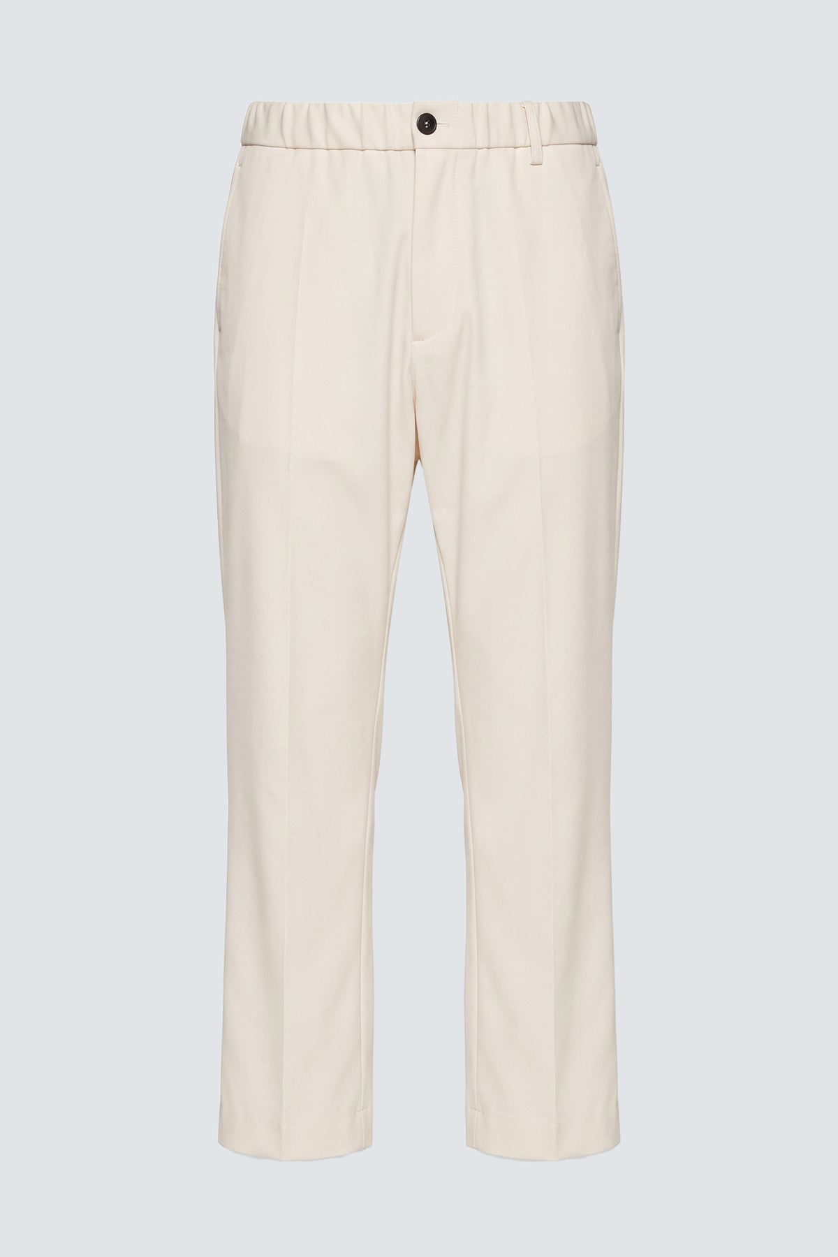 Pantaloni dritti con elastico - Panna