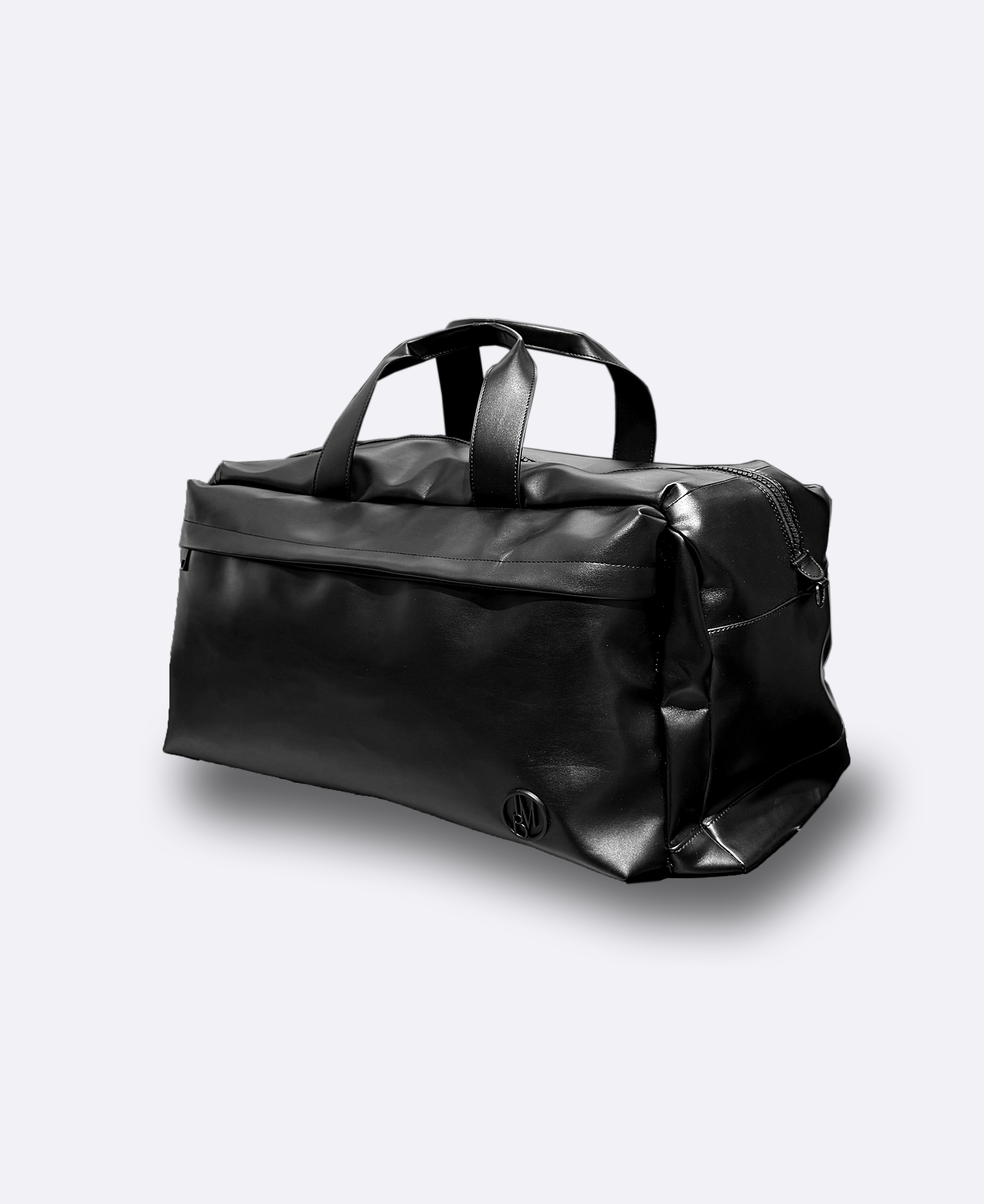 Eco-leather backpack with matt black metal logo