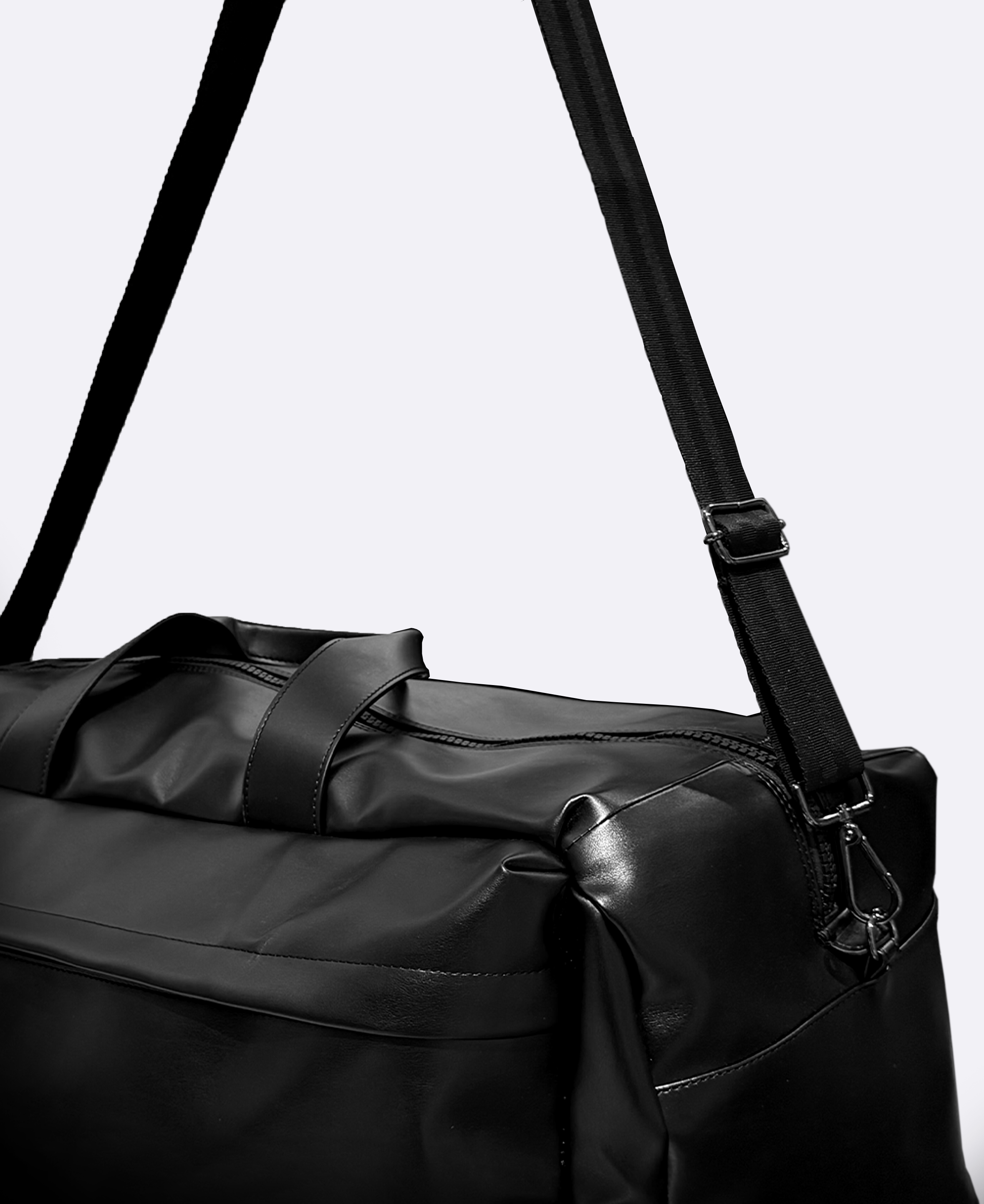 Eco-leather backpack with matt black metal logo