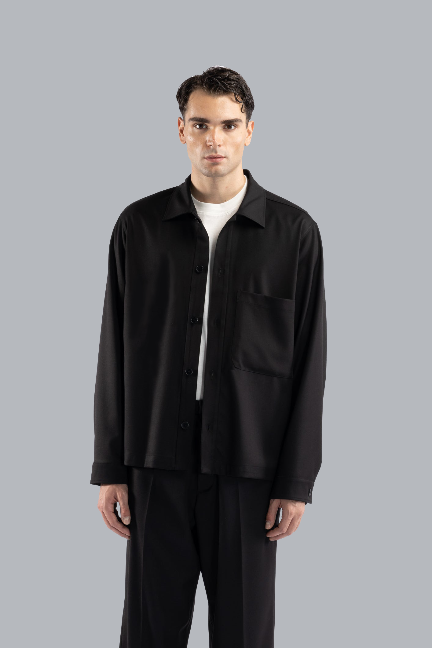 Long-sleeved shirt with pocket - Black