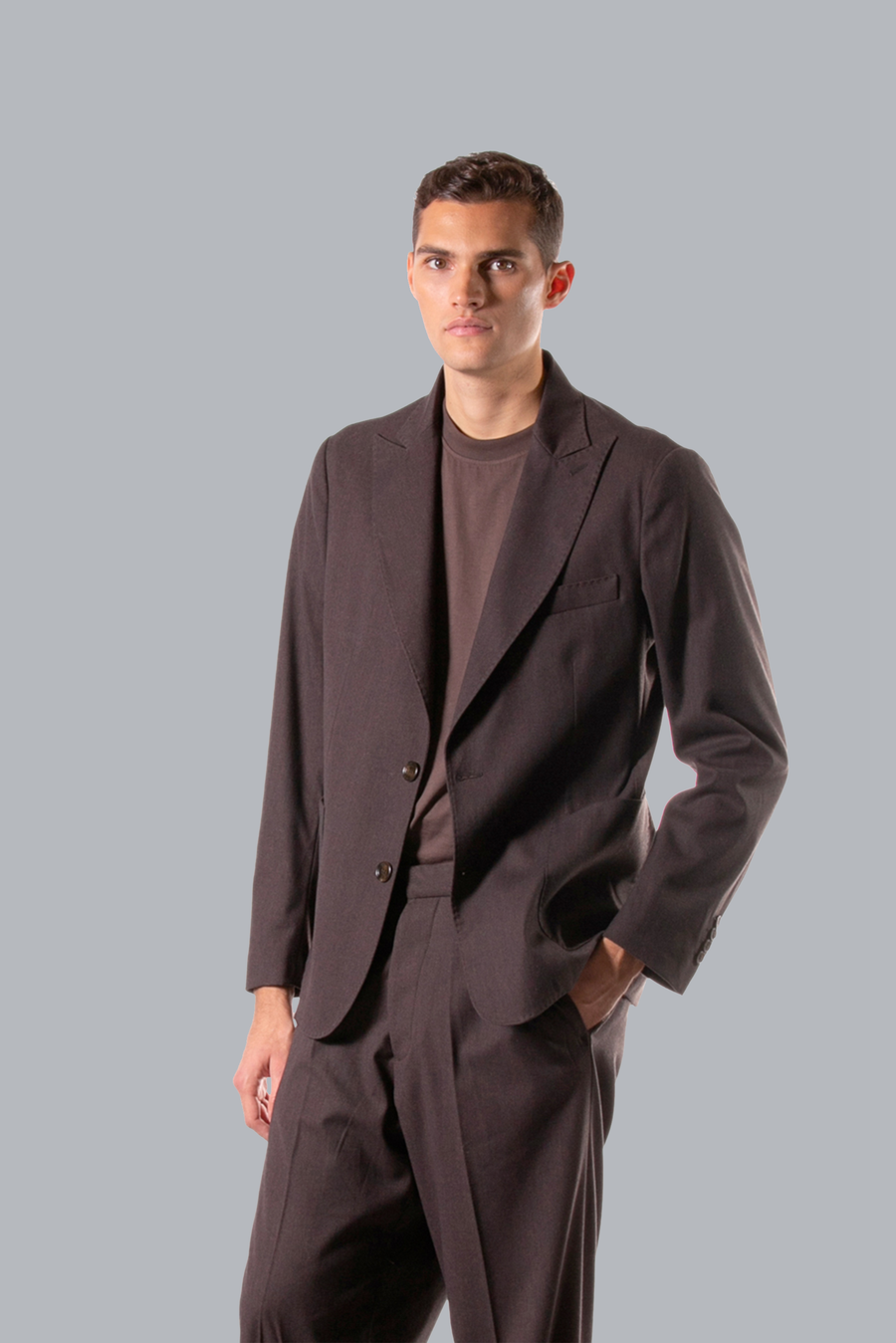 Single-breasted jacket with lapel collar and patch pockets - Moro