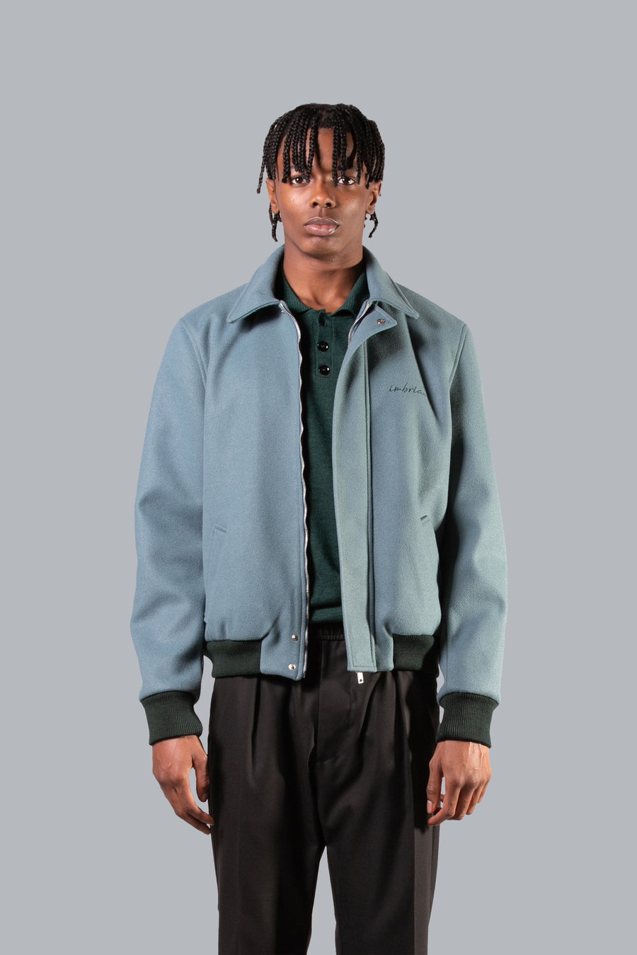 JACKET WITH CONTRAST-GREEN RIBBED