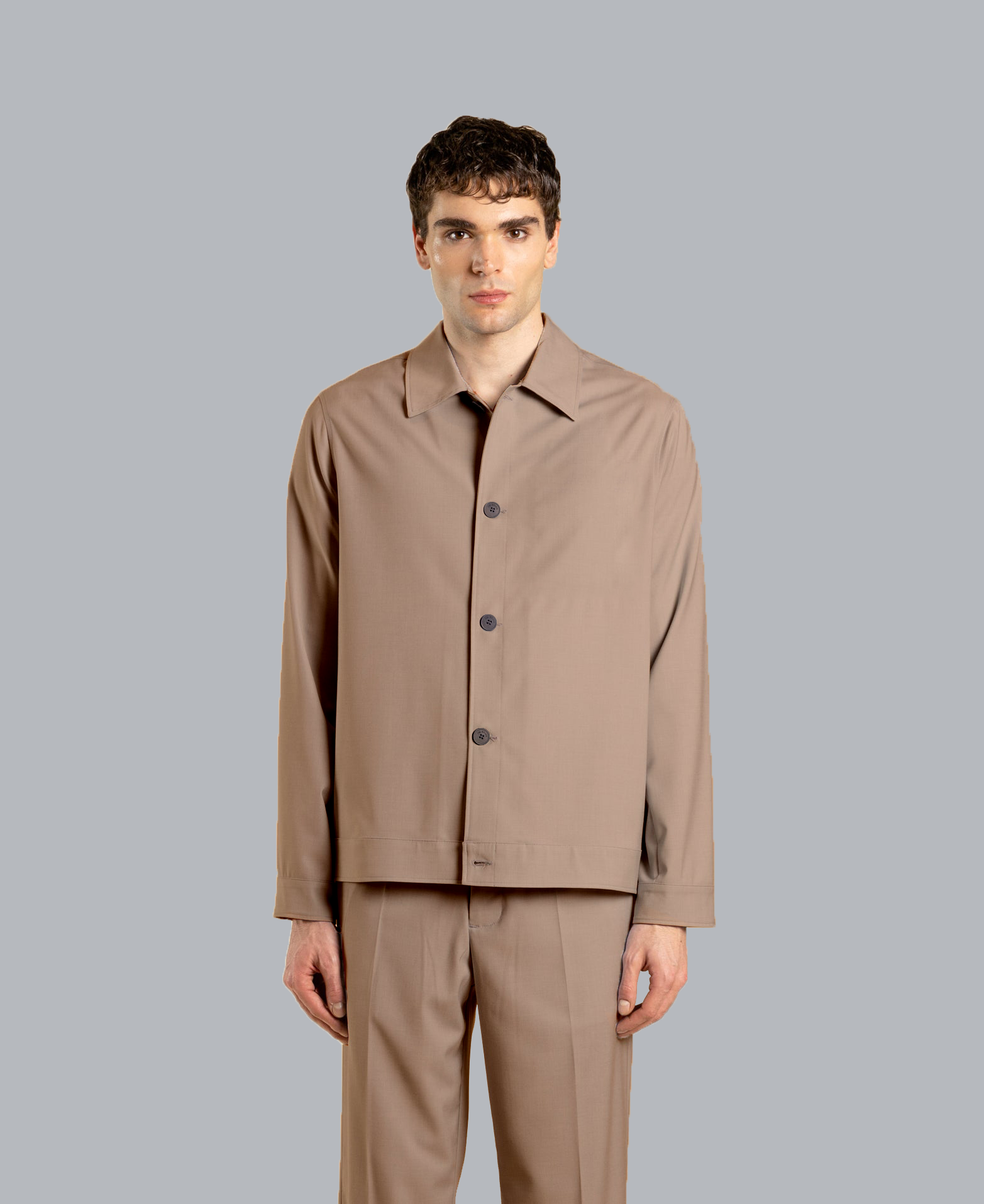 Long-sleeved shirt jacket - Beige