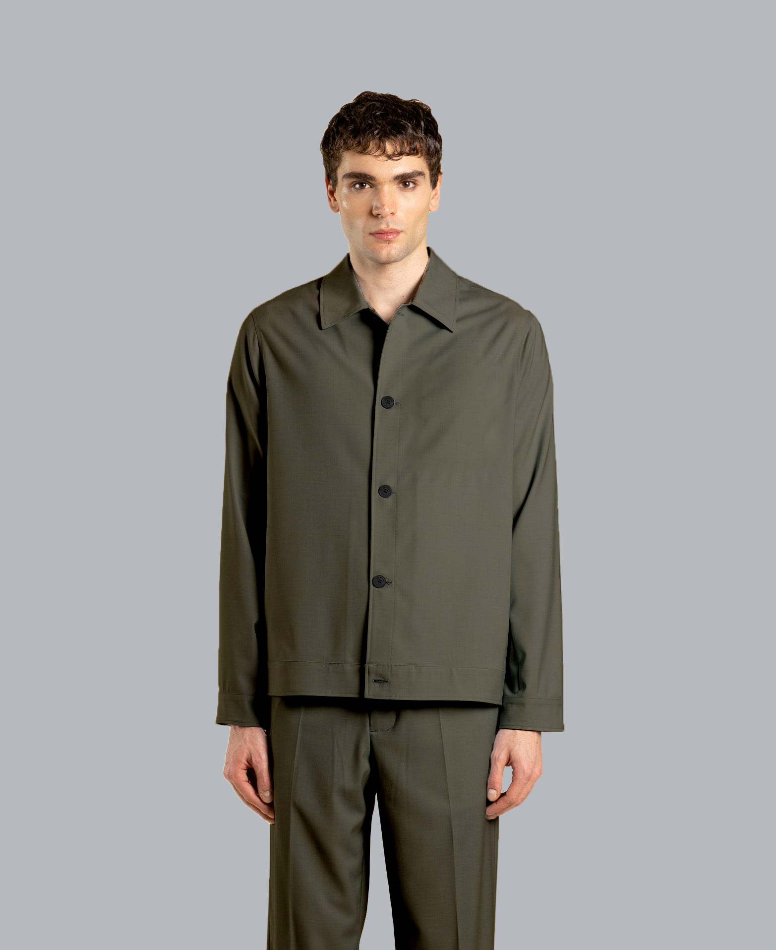 Long-sleeved shirt jacket - Green