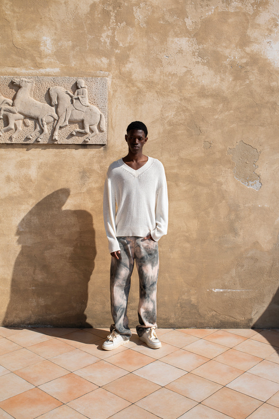 Jeans ampi in denim effetto maltinto