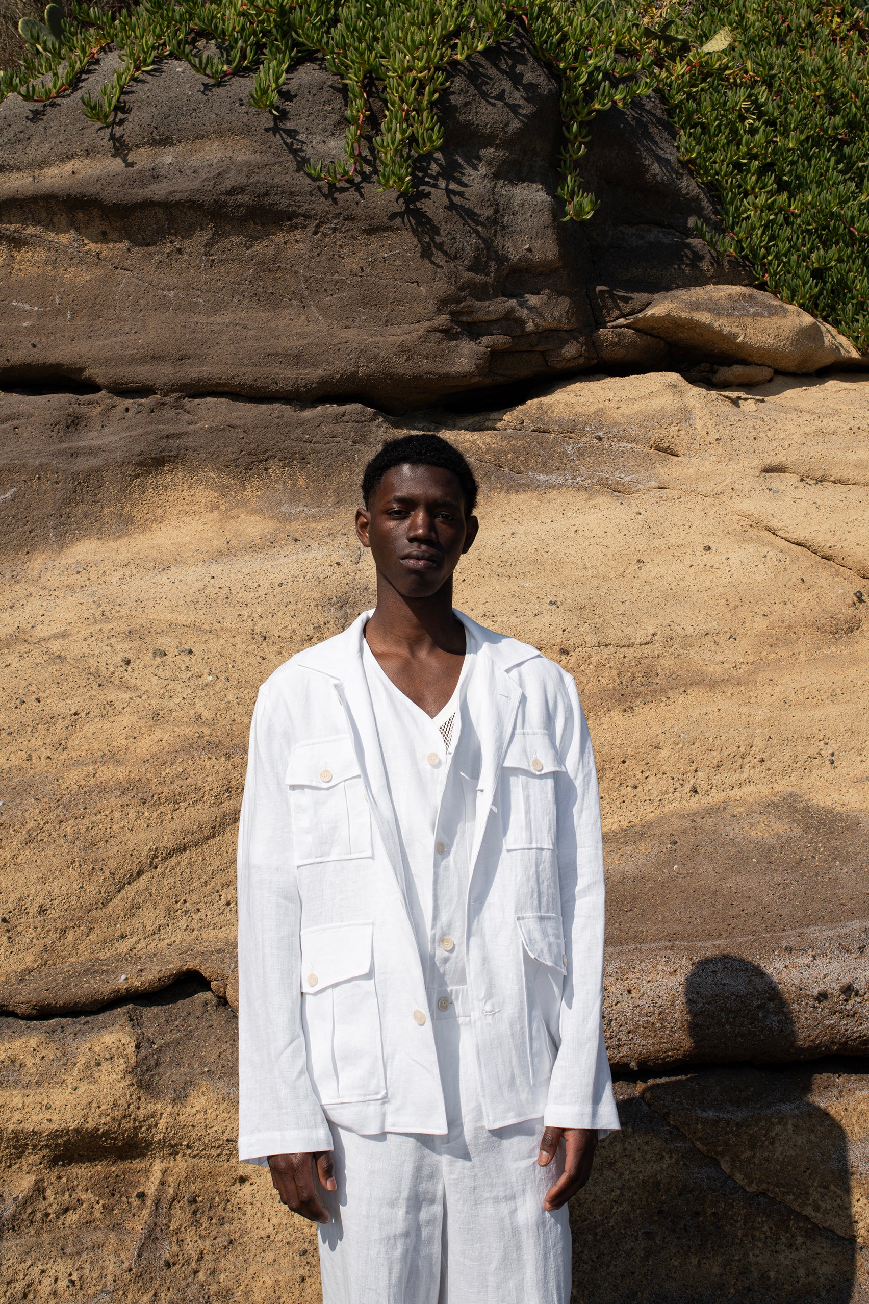 100% Linen Saharan Jacket - White