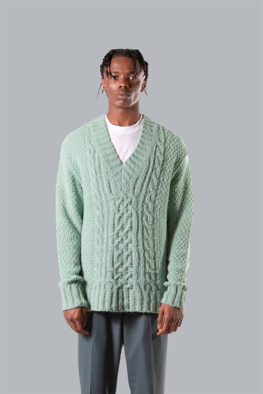 Oversized V-neck sweater - Green