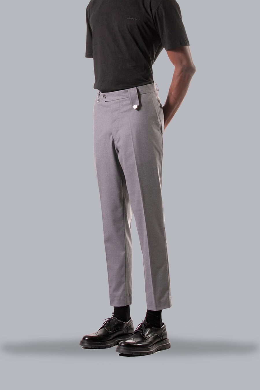 Regular fit trousers in melange effect viscose - Grey