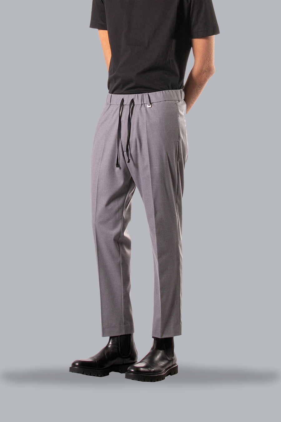 Regular fit trousers in melange effect viscose - Grey