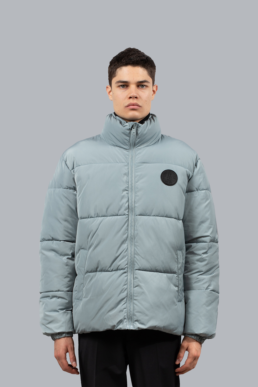 Oversized matte nylon down jacket - Grey