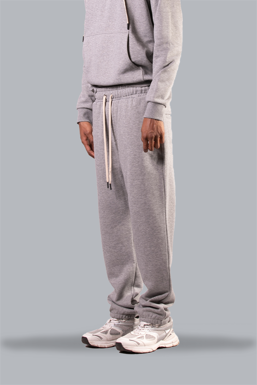 Trousers with elasticated hem in brushed cotton - Grey