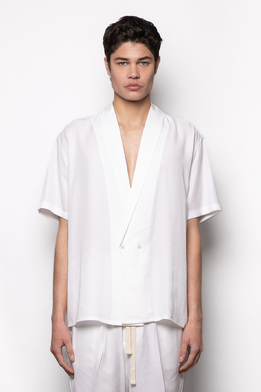 Camicia doppiopetto due bottoni in viscosa lyocell - Off White