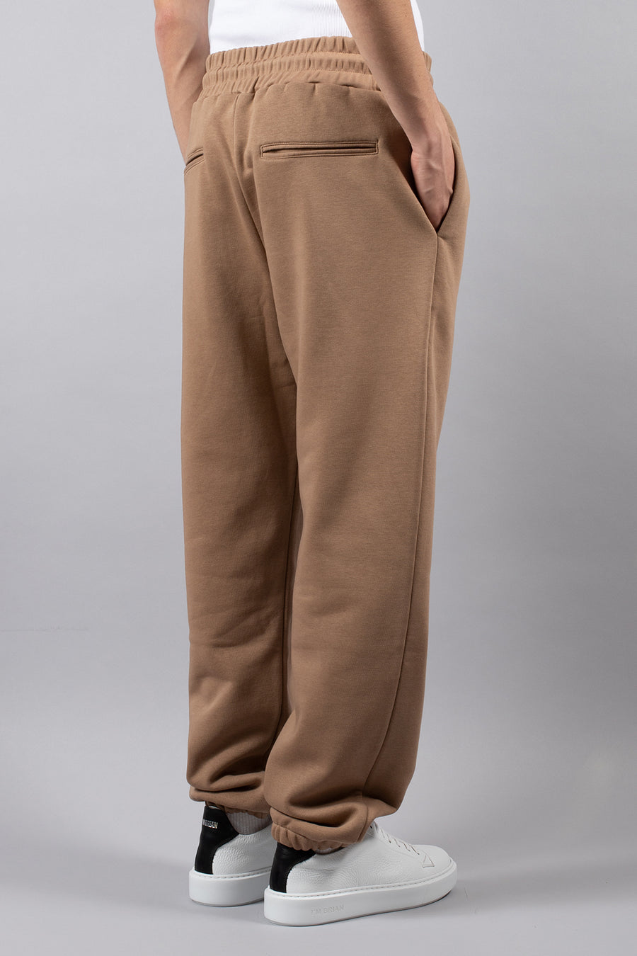 Regular fleece trousers with elastic at the bottom - Camel