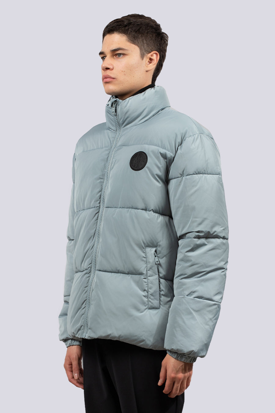 Oversized matte nylon down jacket - Grey