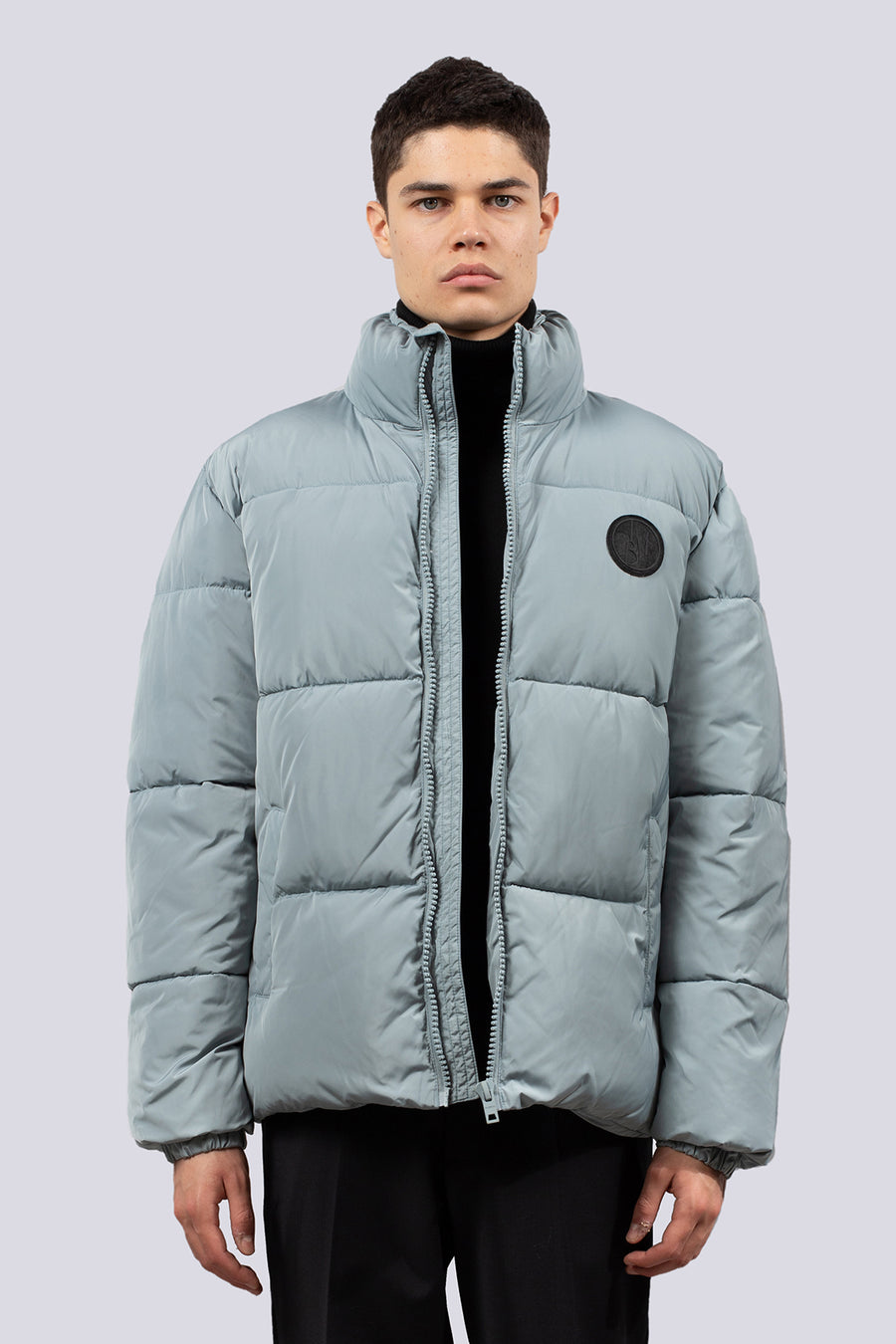 Oversized matte nylon down jacket - Grey