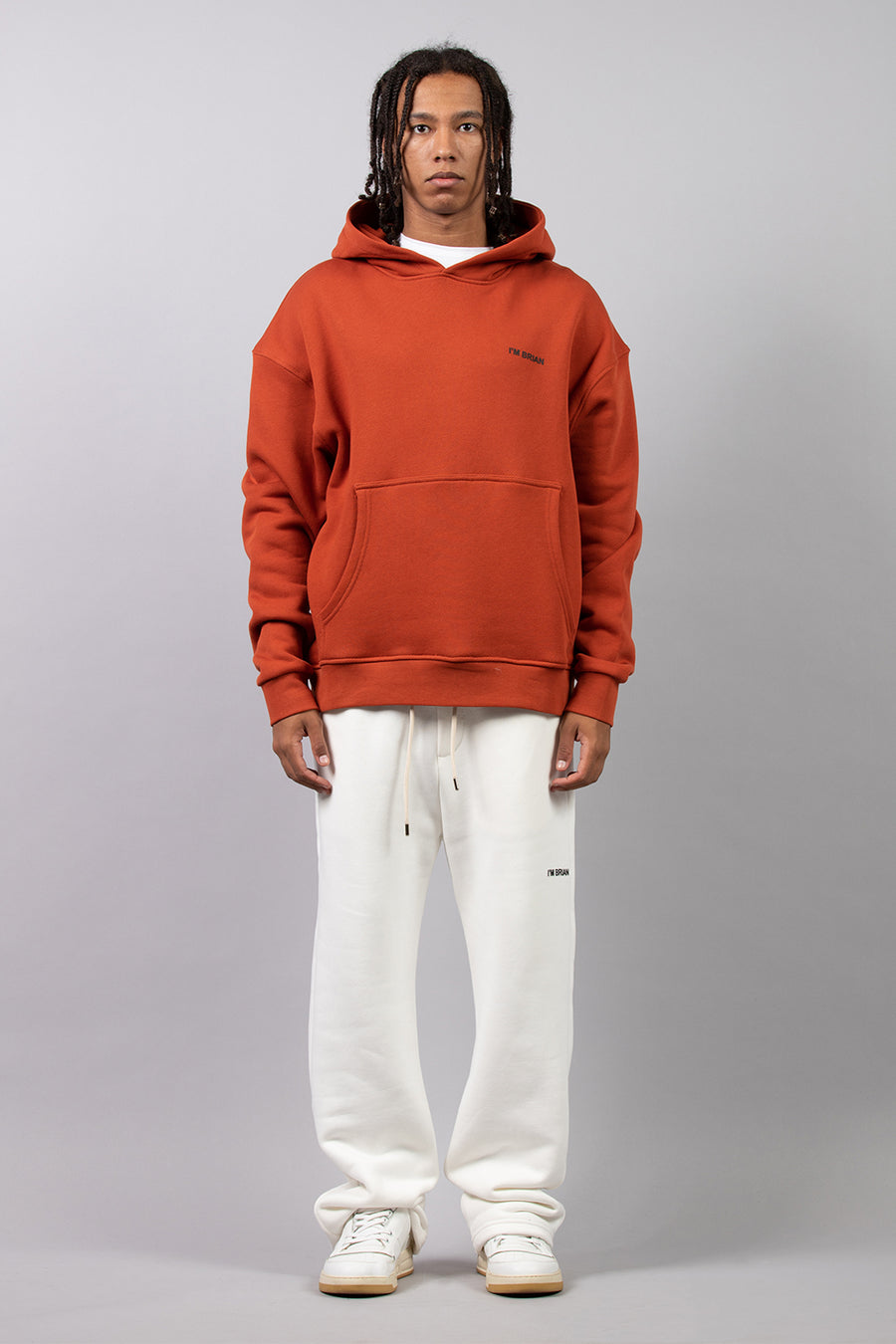 Oversized hoodie with print - Orange