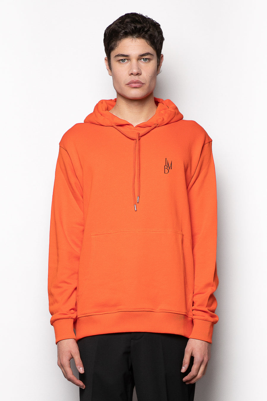 Felpa regular fit in cotone con cappuccio e stampa logo - Arancio