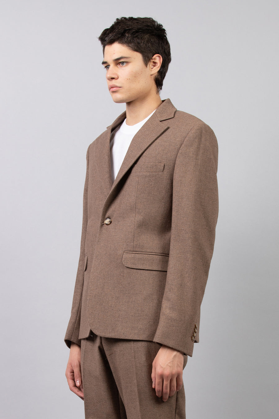 Single-breasted wool blend jacket - Moro