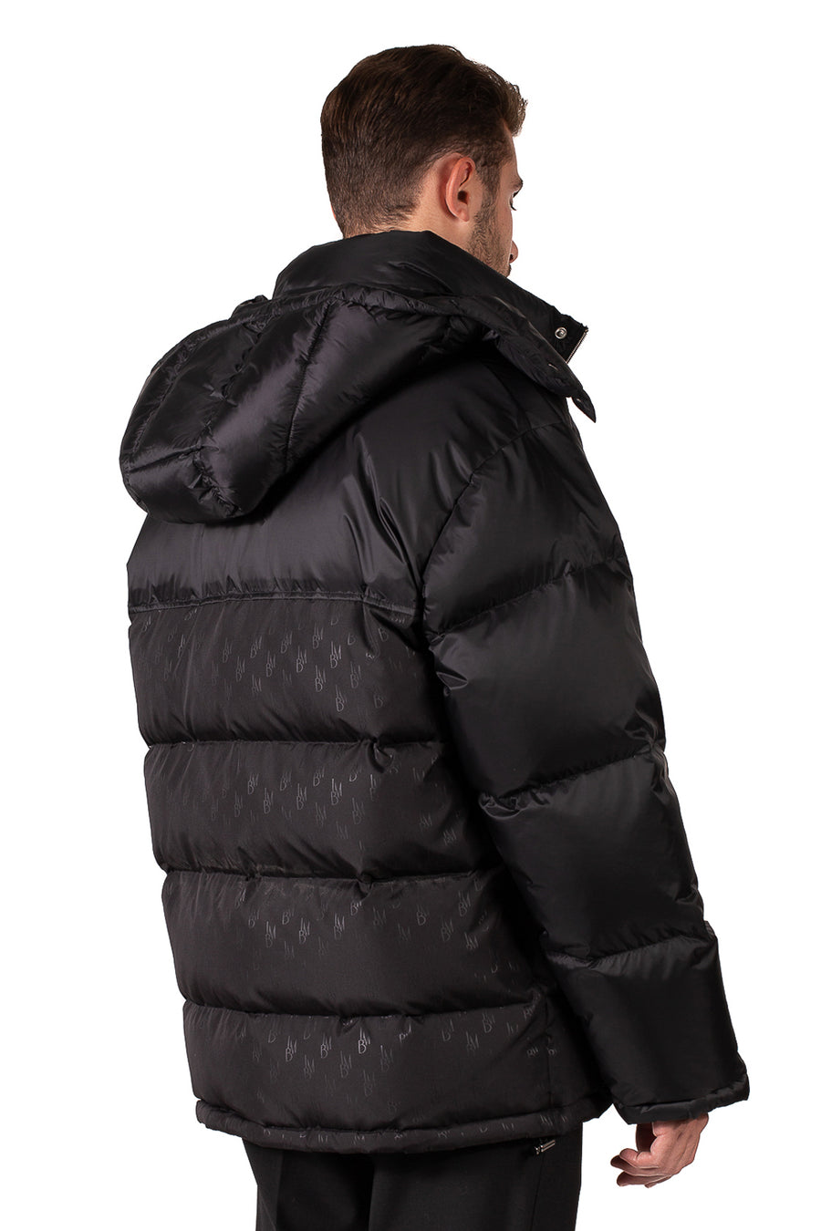 BLACK FABRIC JACKET WITH HOOD