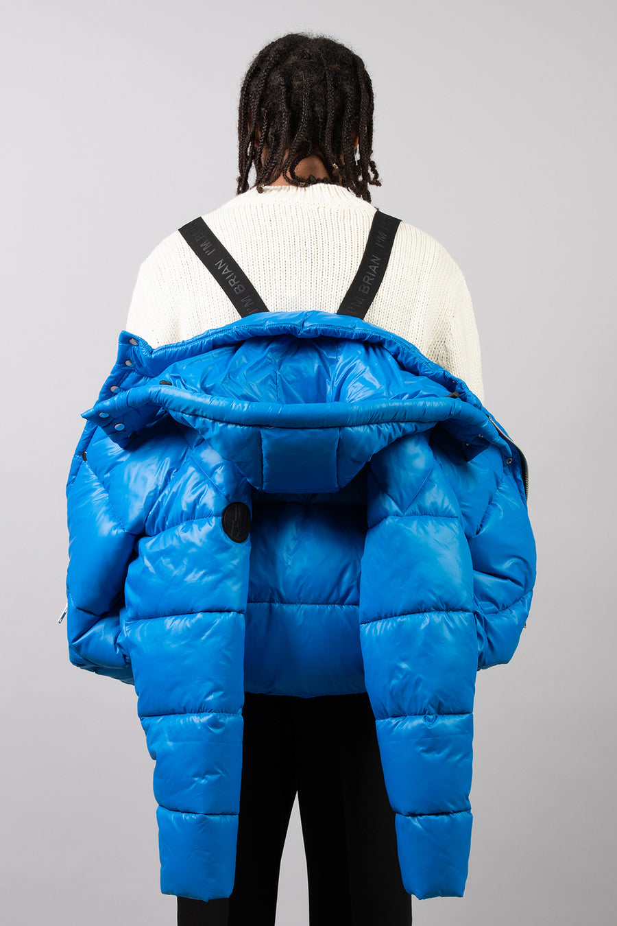 Regular fit hooded down jacket - Light blue