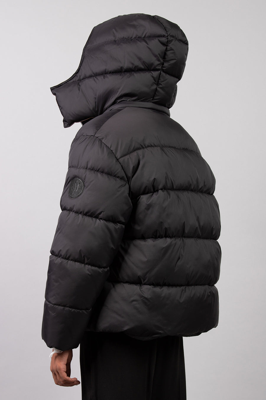 Oversized fit hooded down jacket - Black