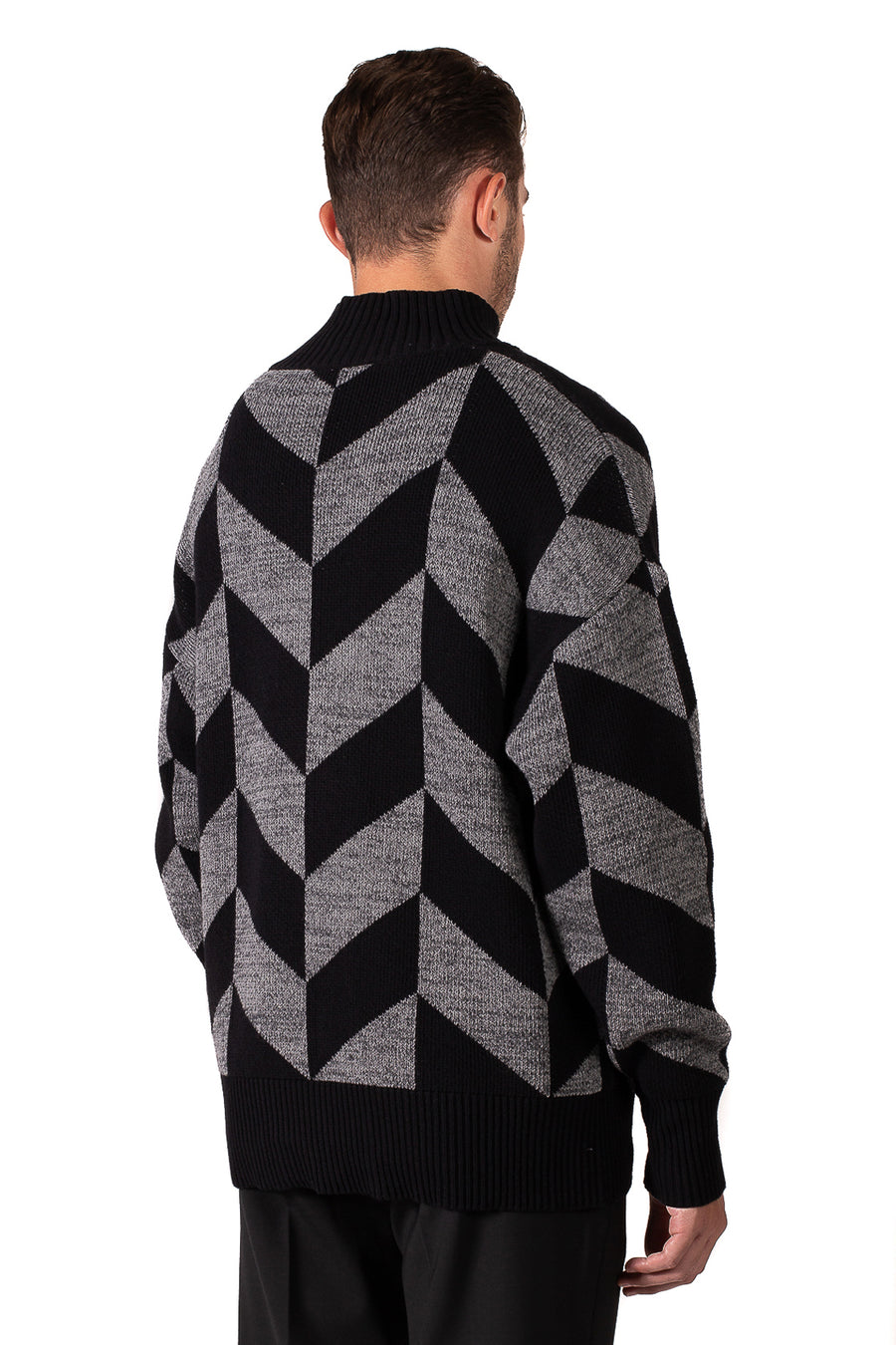 TURTLENECK SWEATER WITH GEOMETRIC DESIGN - SINGLE V