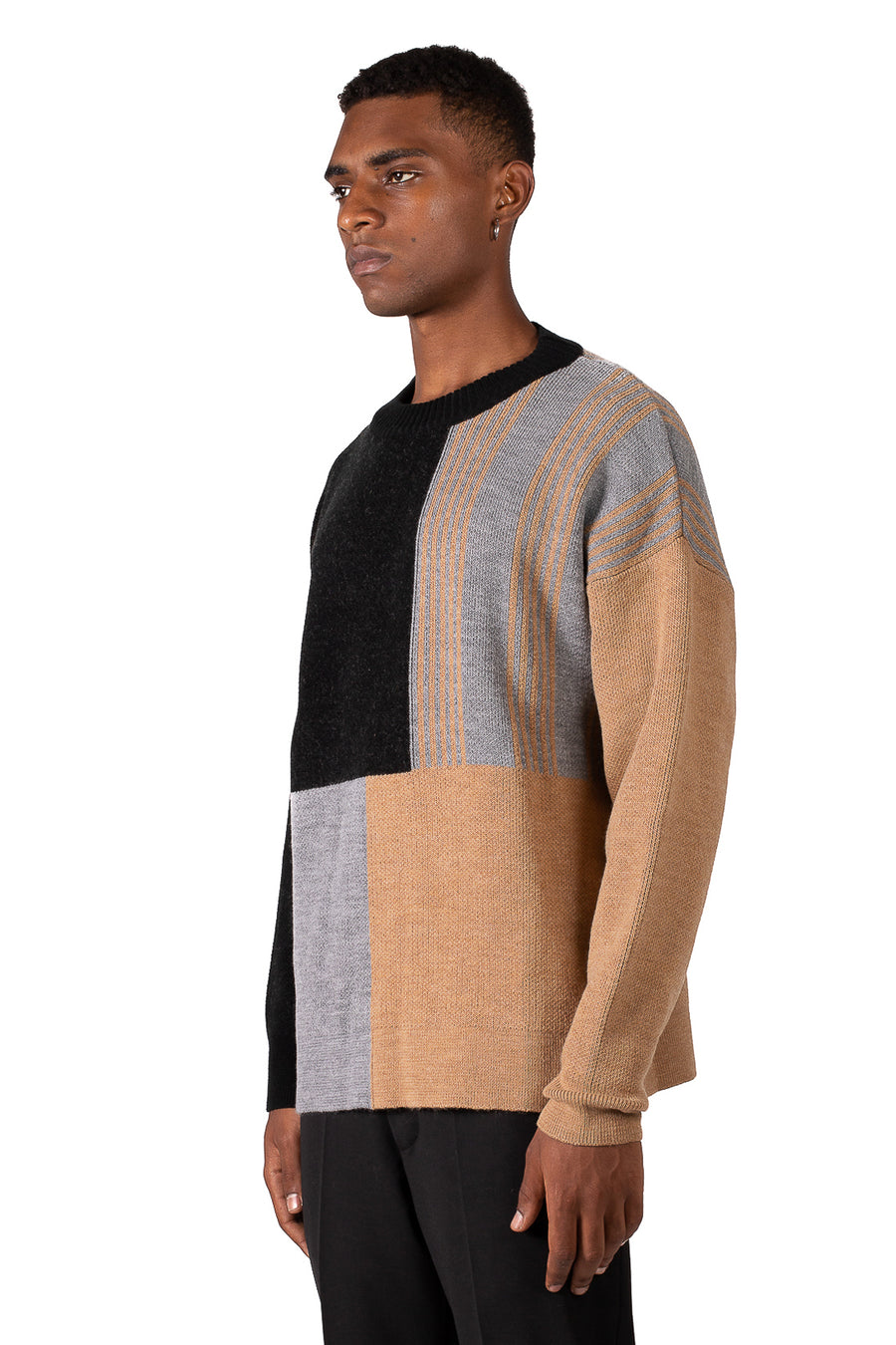 INTARSIA CREW NECK SWEATER - SINGLE V