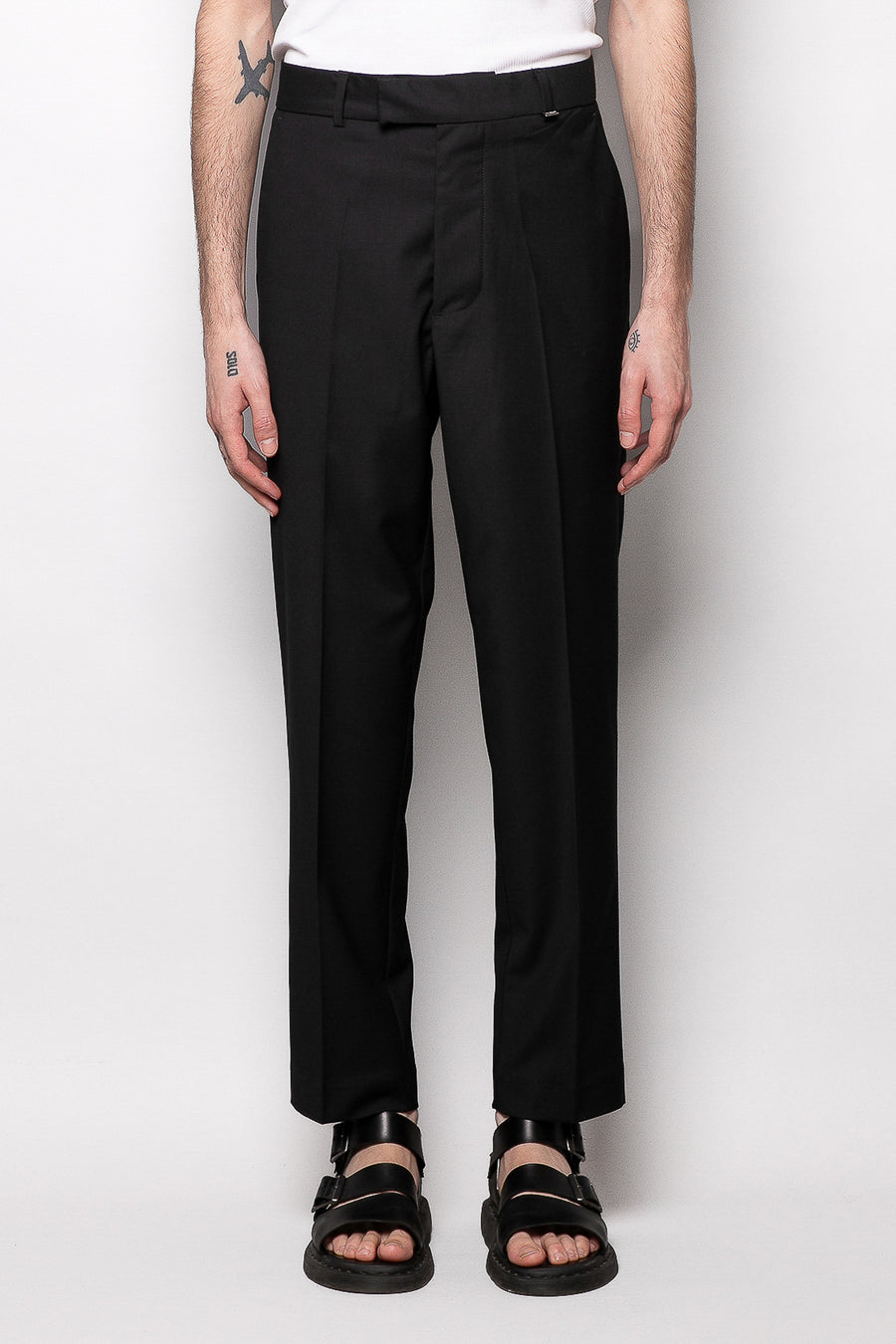 Pantalone tasca america bustino alto regular fit in misto viscosa - Nero