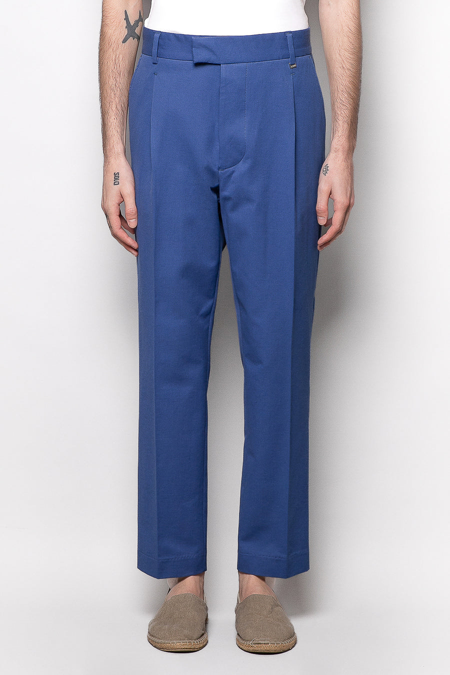Pantalone tasca america una pince in cotone - Blu