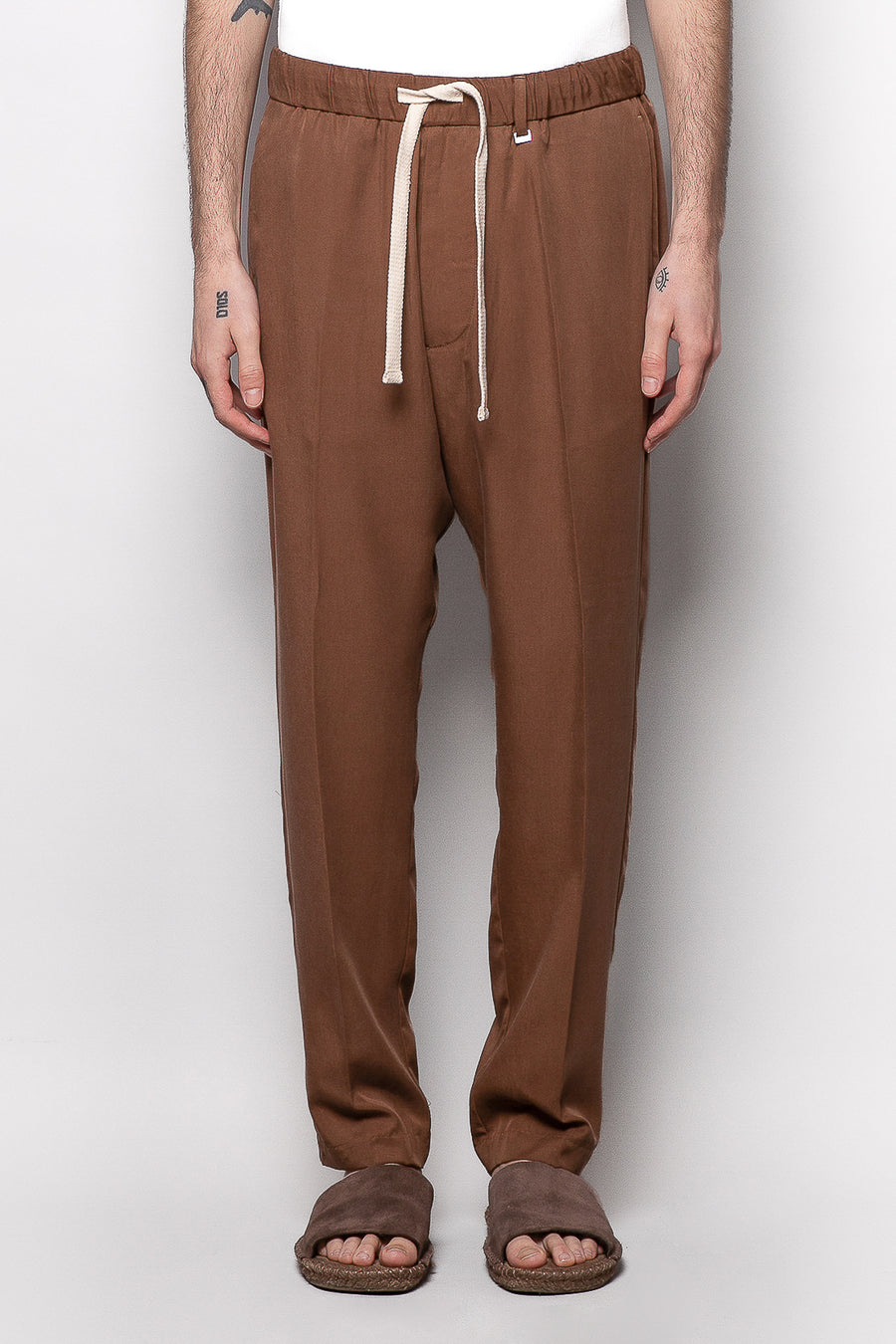 Pantalone con laccio in lyocell ecologico - Moro