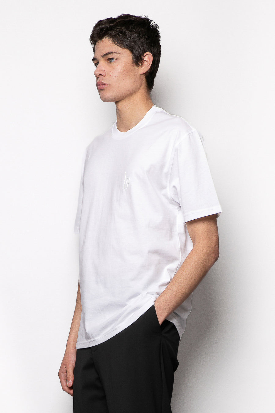 T-shirt in tessuto cotone regular fit con logo stampa gommata - Bianco